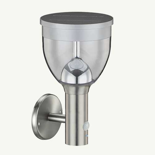 Metallic IP65 Solar Wall Mounted Light with Motion Sensor for Outdoor Security