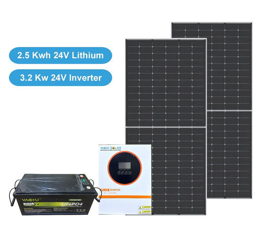 YACHU 2.5kWh Lithium Solar Power System with 3.5kW Hybrid Inverter & 610W Bifacial Solar Panel