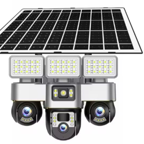 4G Triple Lens Solar CCTV Camera with Integrated Solar Light