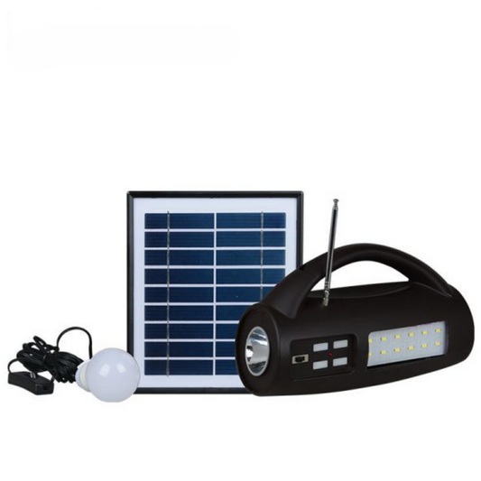 Portable Solar Home Lighting System 8W with LED Bulb, Flashlight &amp; Solar Panel