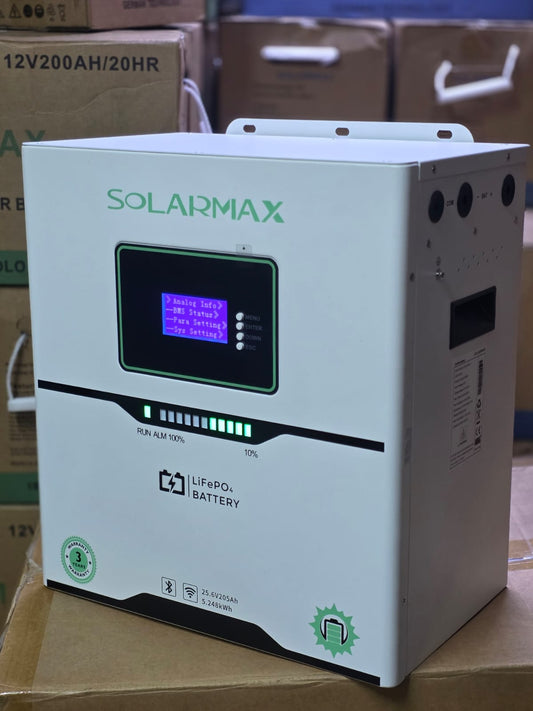 Solarmax Lithium Battery 5.248kWh | 25.6V 205Ah LiFePO₄ Battery