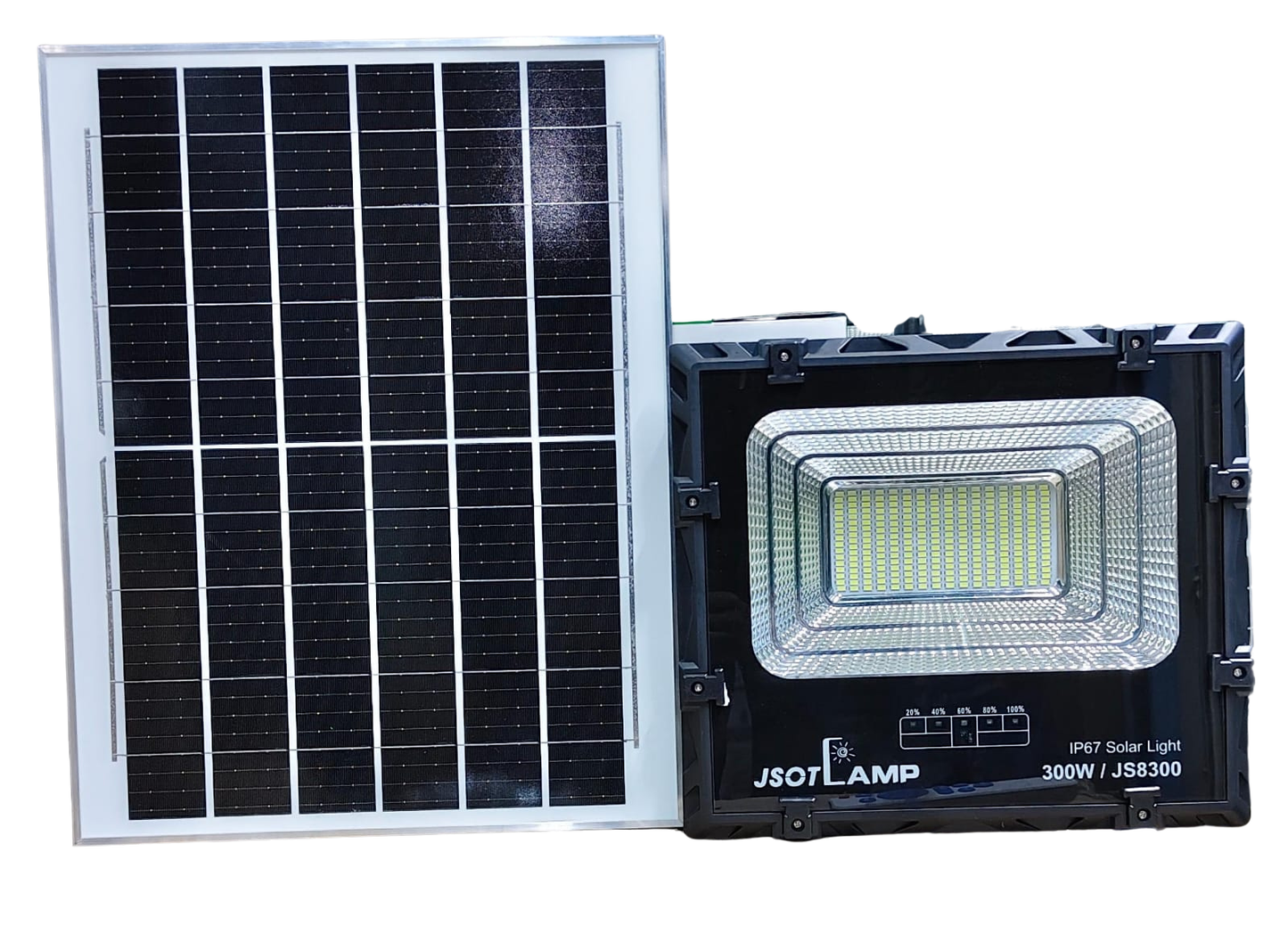 JSOT 300W Solar Floodlight with Solar Panel IP67 Waterproof for Outdoor Lighting