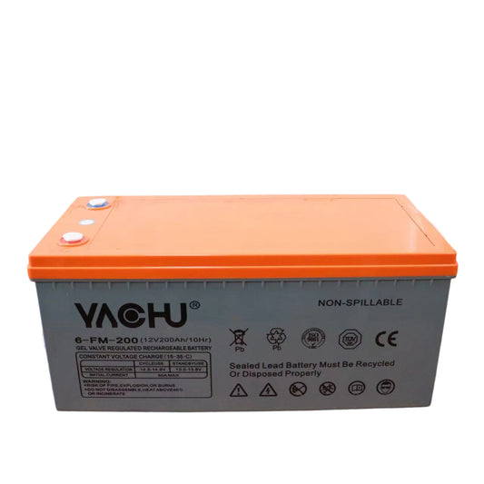 YACHU 12V 200Ah Solar Gel Battery – Deep Cycle Maintenance-Free Battery for Solar Energy Storage