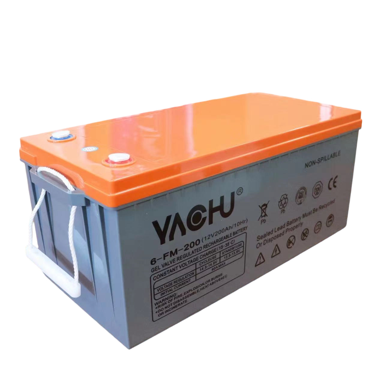 YACHU 12V 200Ah Solar Gel Battery – Deep Cycle Maintenance-Free Battery for Solar Energy Storage