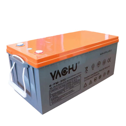 YACHU 12V 200Ah Solar Gel Battery – Deep Cycle Maintenance-Free Battery for Solar Energy Storage